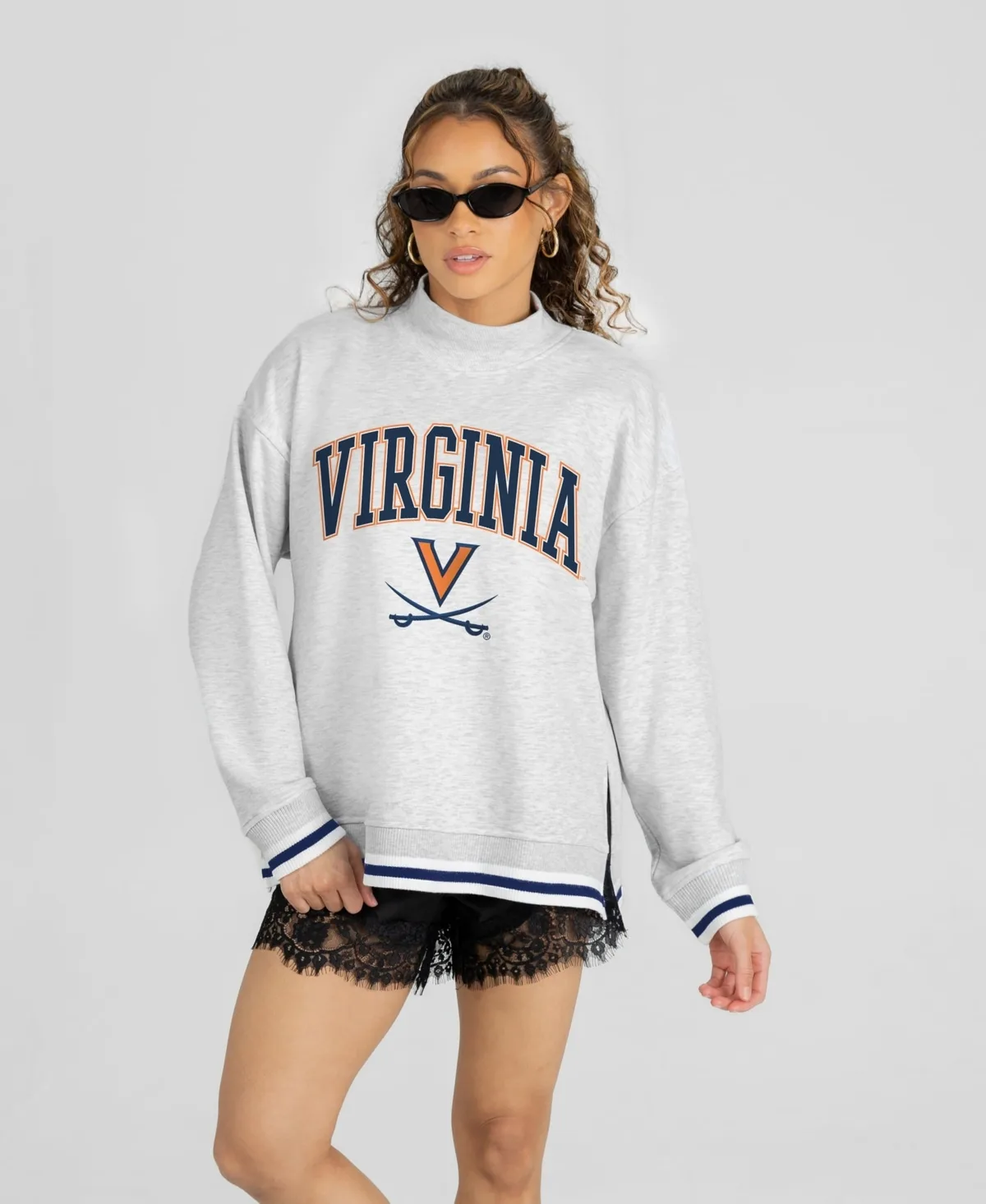 Virginia Cavaliers Rally Point Contrast Stripe Mock Neck Sweatshirt