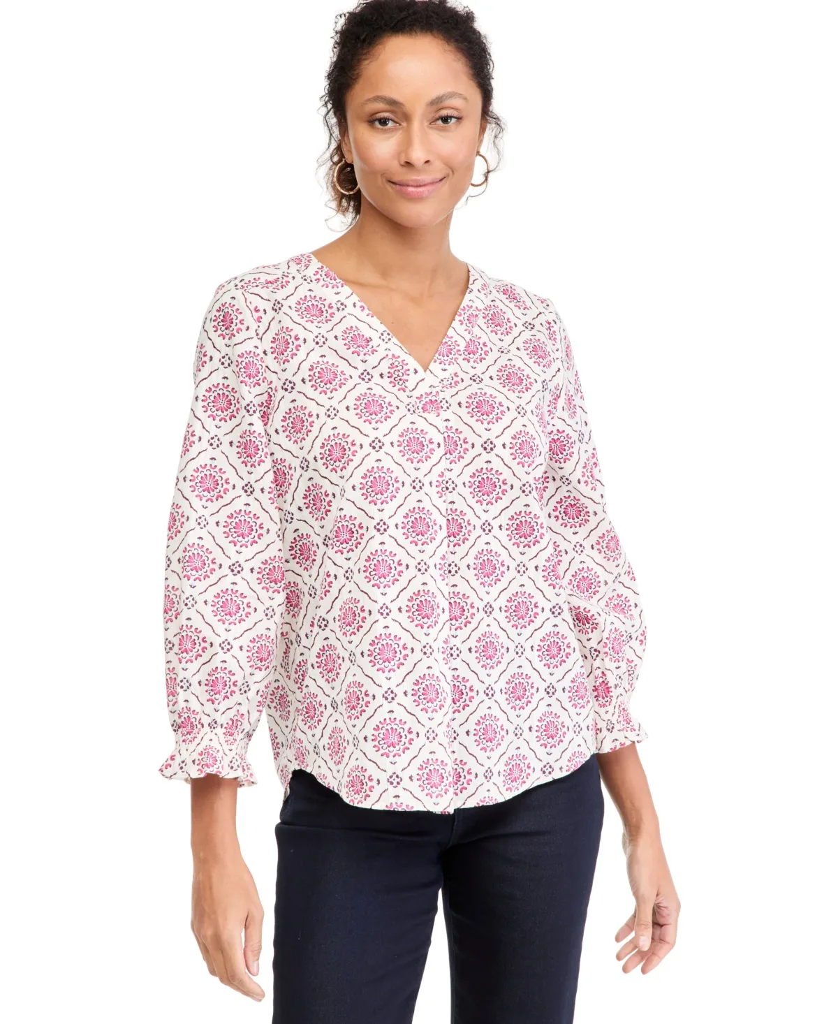 Printed V-Neck Blouse by Style & Co
