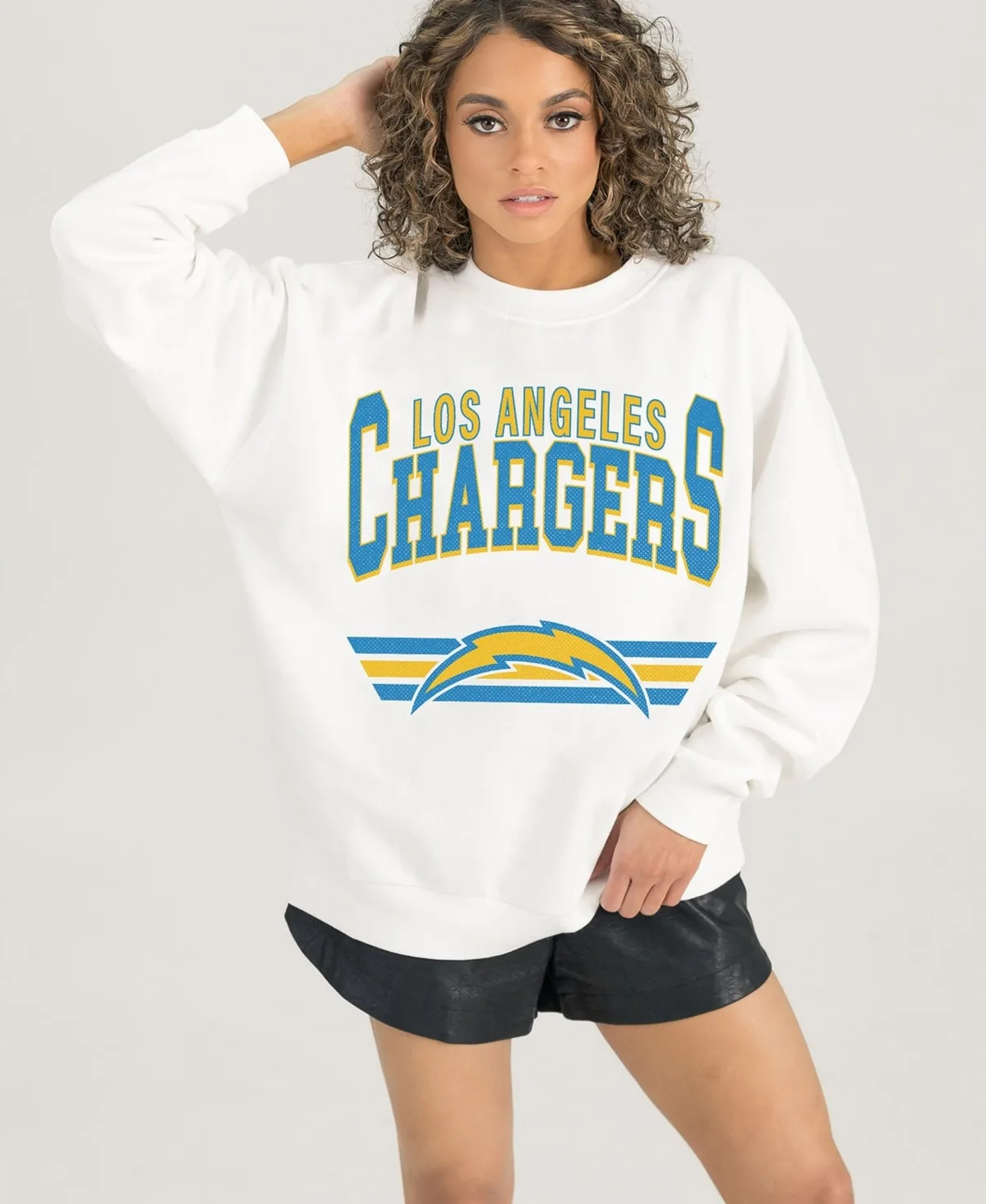Los Angeles Chargers Swift Strike Premium Oversized Fleece Pullover Sweatshirt