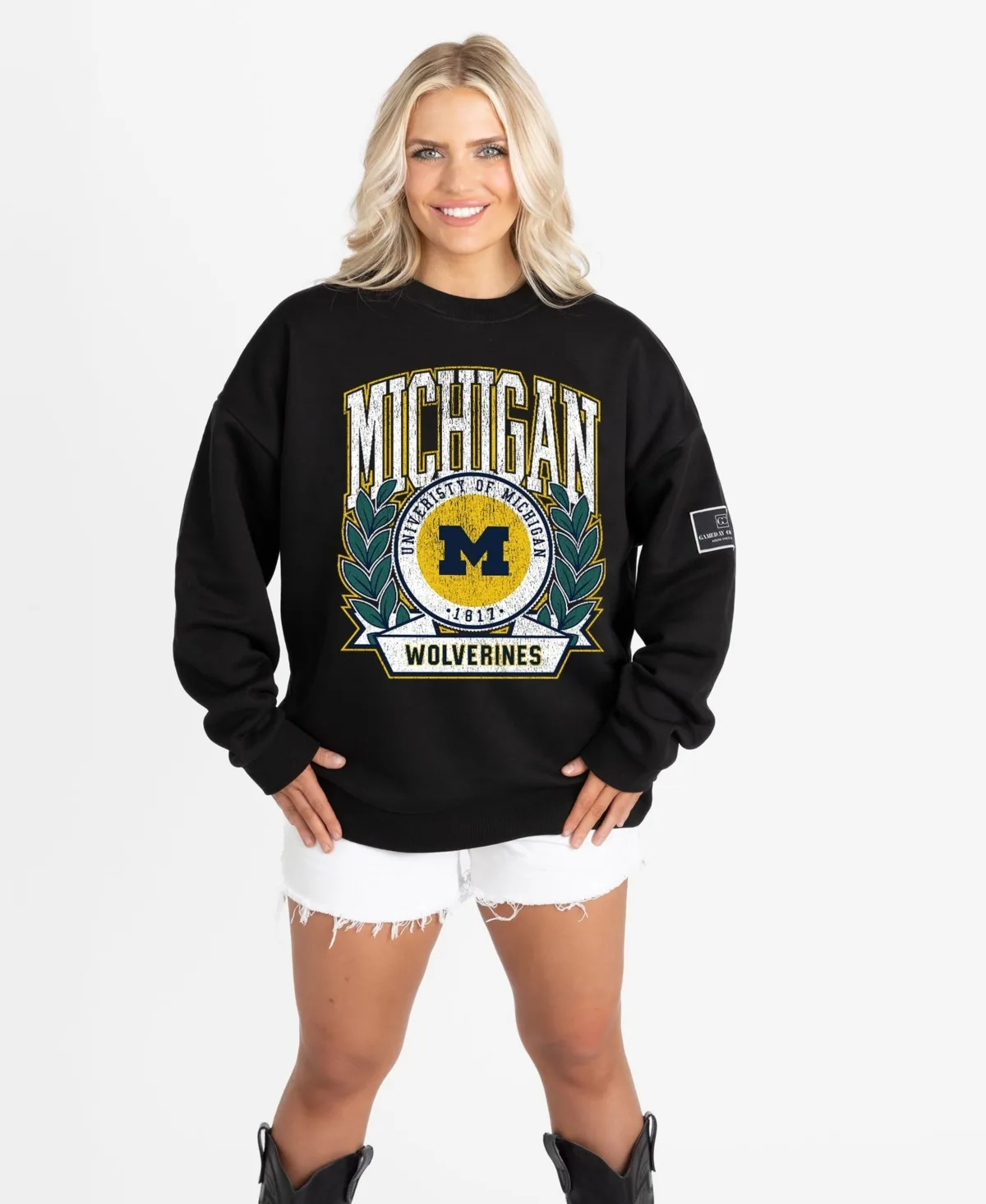 Michigan Wolverines Oversized Victory Lane Black Label Premium Sweatshirt