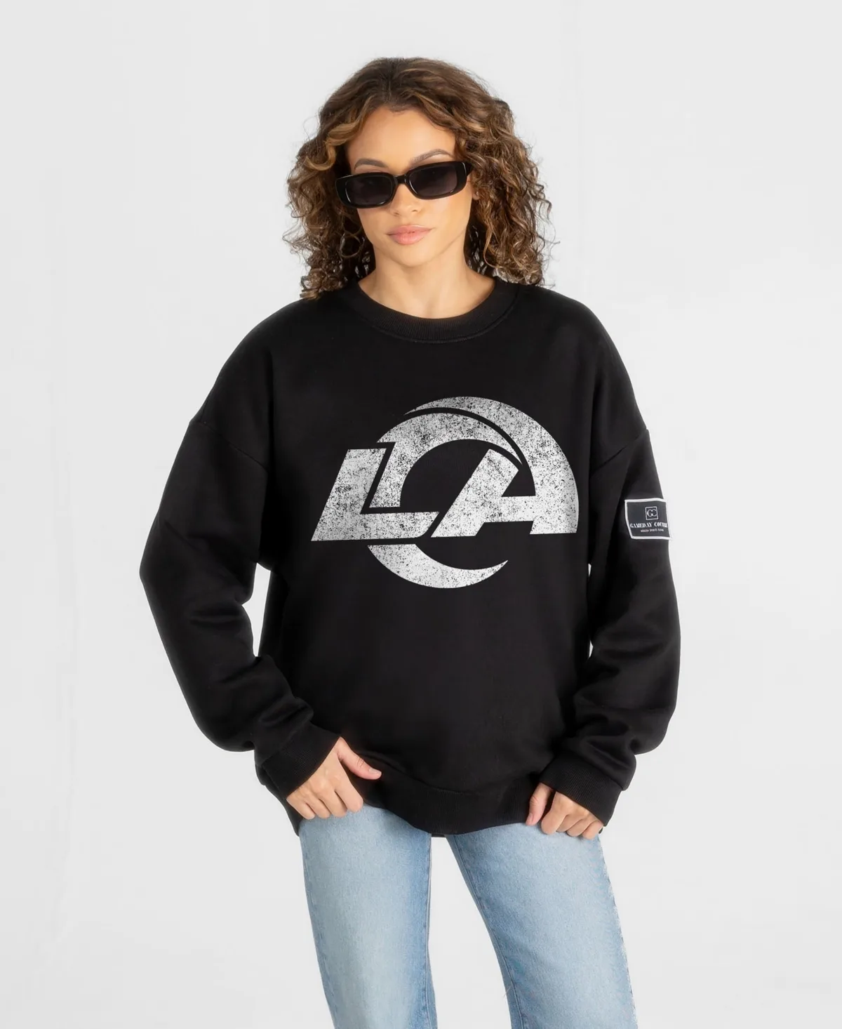Los Angeles Rams Bold Move Black Label Premium Drop Shoulder Sweatshirt