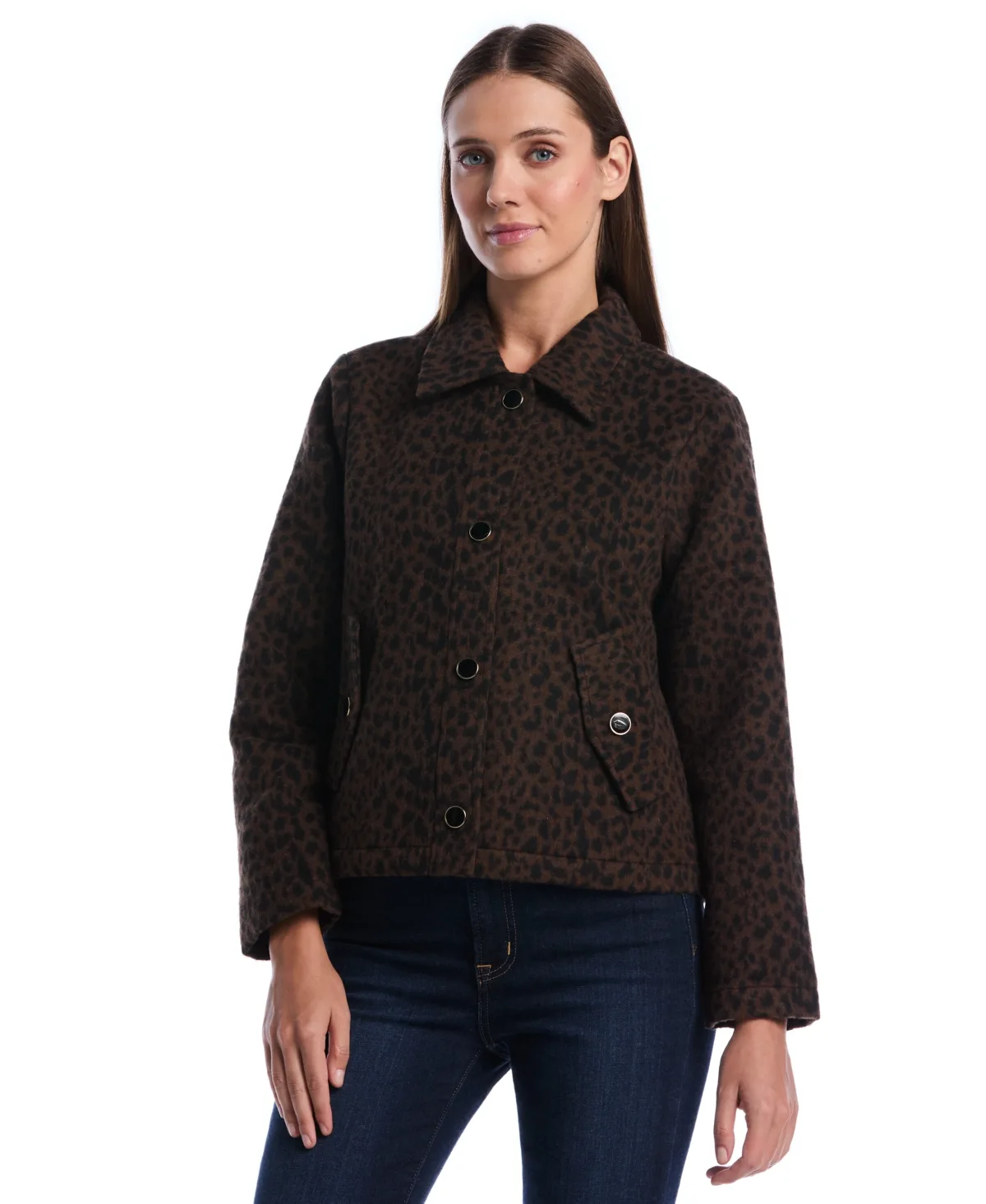 Leopard-Print Collared Work Jacket by Rafaella