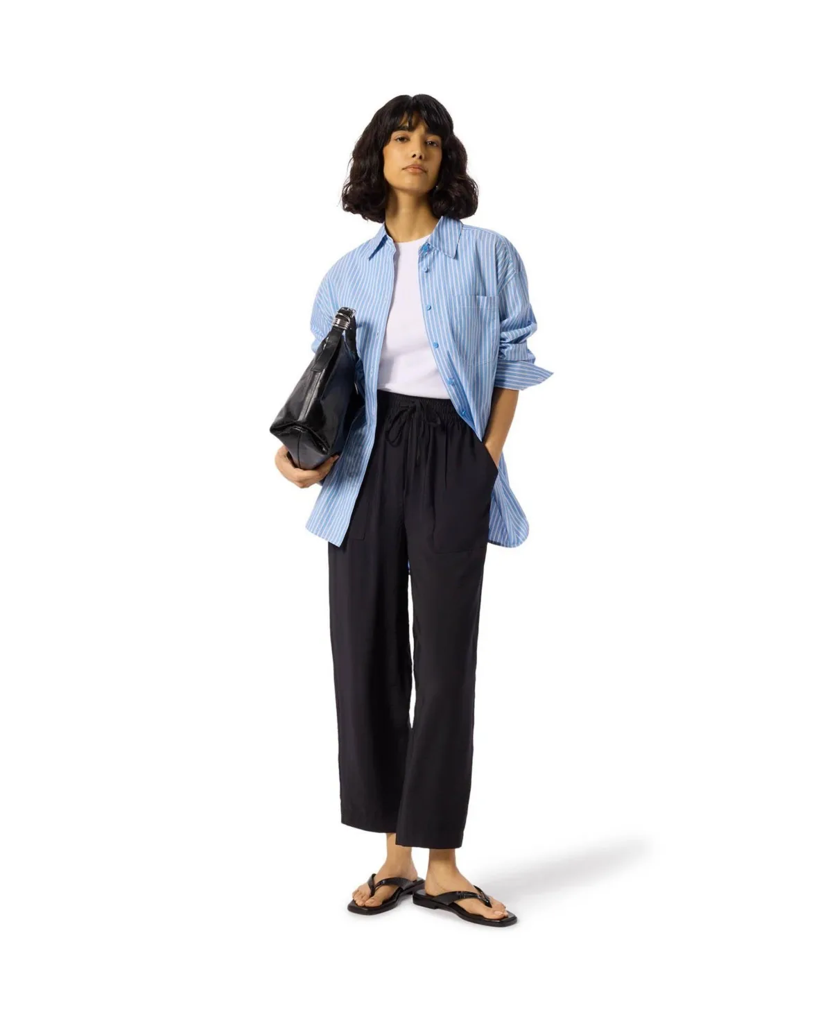 Wide-Leg Cropped Tie-Waist Pants by Whistles