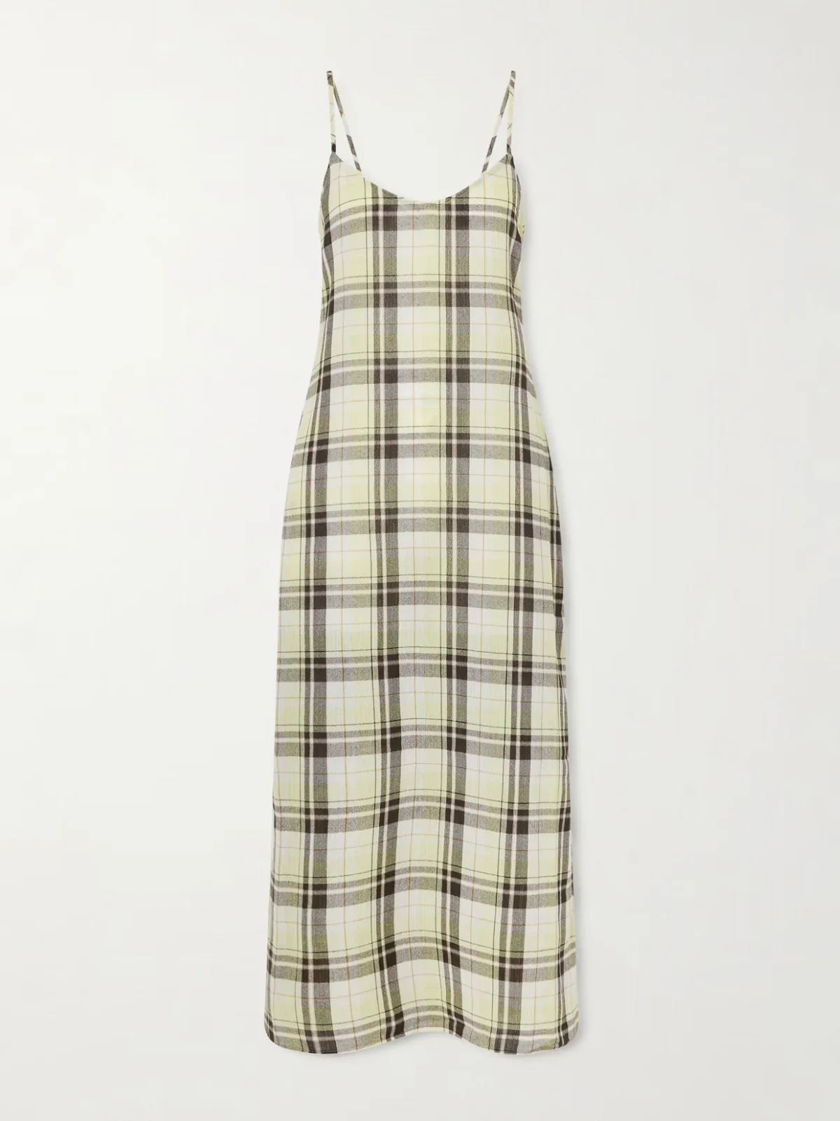 - Evelyn Tie-back Checked Crinkled-voile Maxi Dress -