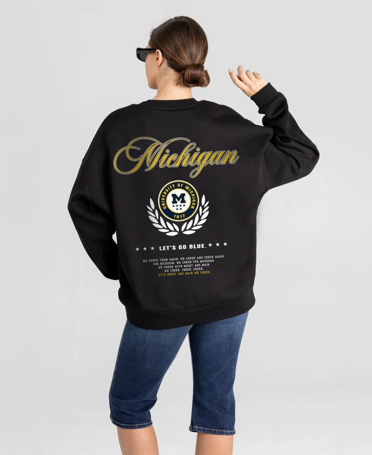 Michigan Wolverines Classic Charm Black Label Premium Drop Shoulder Sweatshirt by Gameday Couture