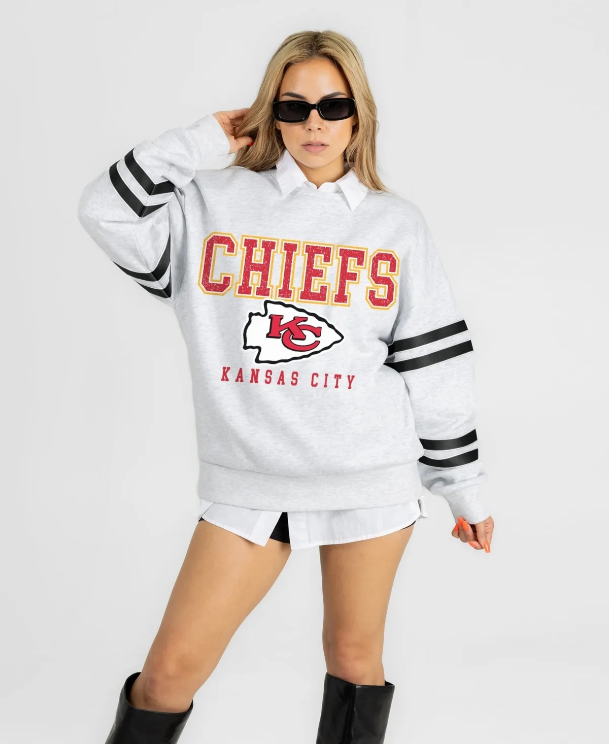 Kansas City Chiefs Stadium Stripes Oversized Fleece Sweatshirt