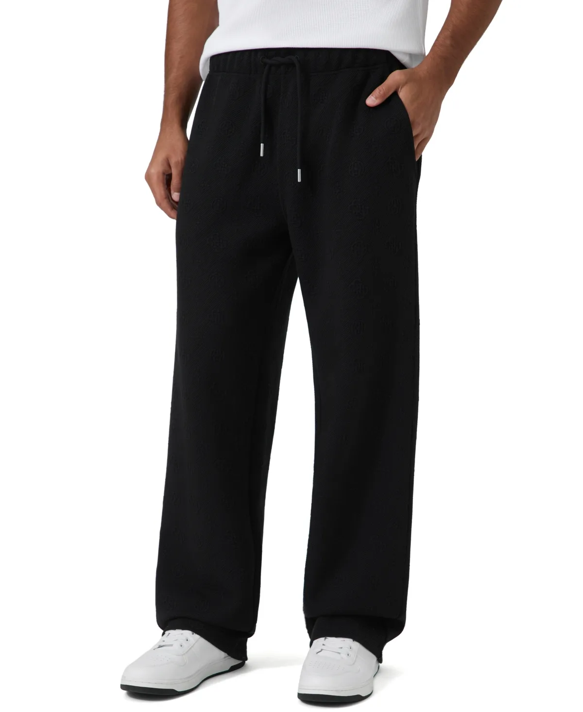 Wallace Geometric Monogram Drawstring Straight-Leg Pants by GUESS