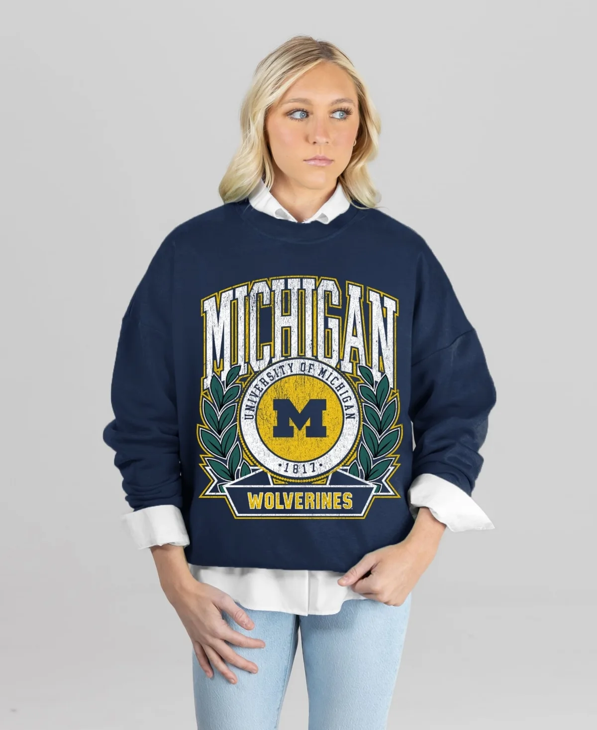 Michigan Wolverines Classic Archives Oversized Premium Fleece Sweatshirt
