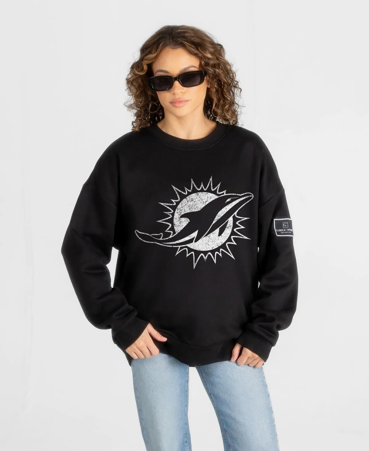 Miami Dolphins Bold Move Black Label Premium Drop Shoulder Sweatshirt