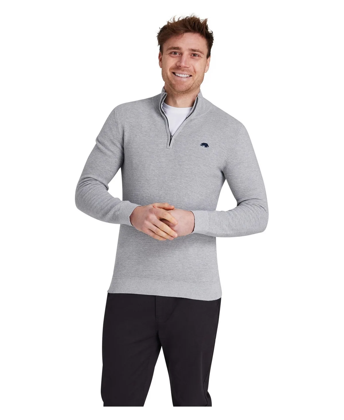 Ribbed Quarter-Zip Sweater by Raging Bull