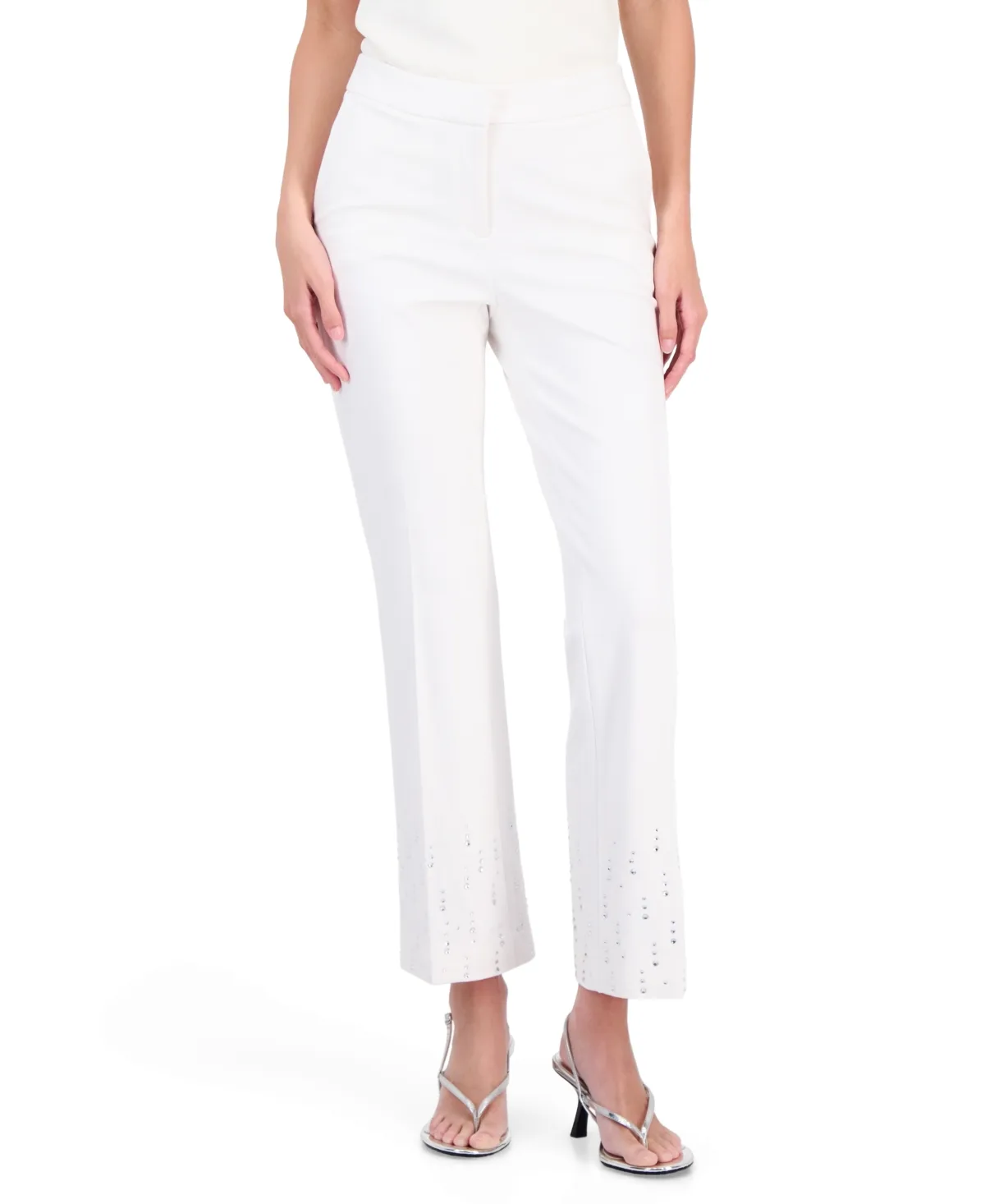 Compression Embellished Ankle-Flare Pants by Anne Klein
