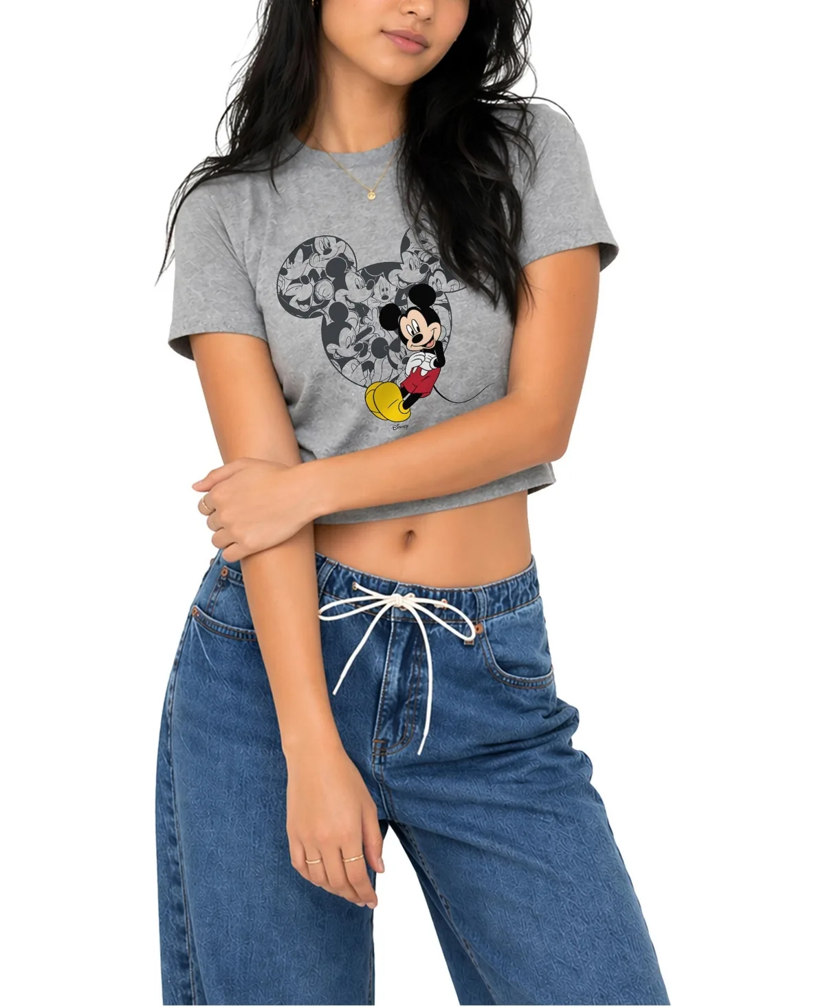 Mickey Ear Pattern Cropped Graphic T-Shirt by Disney