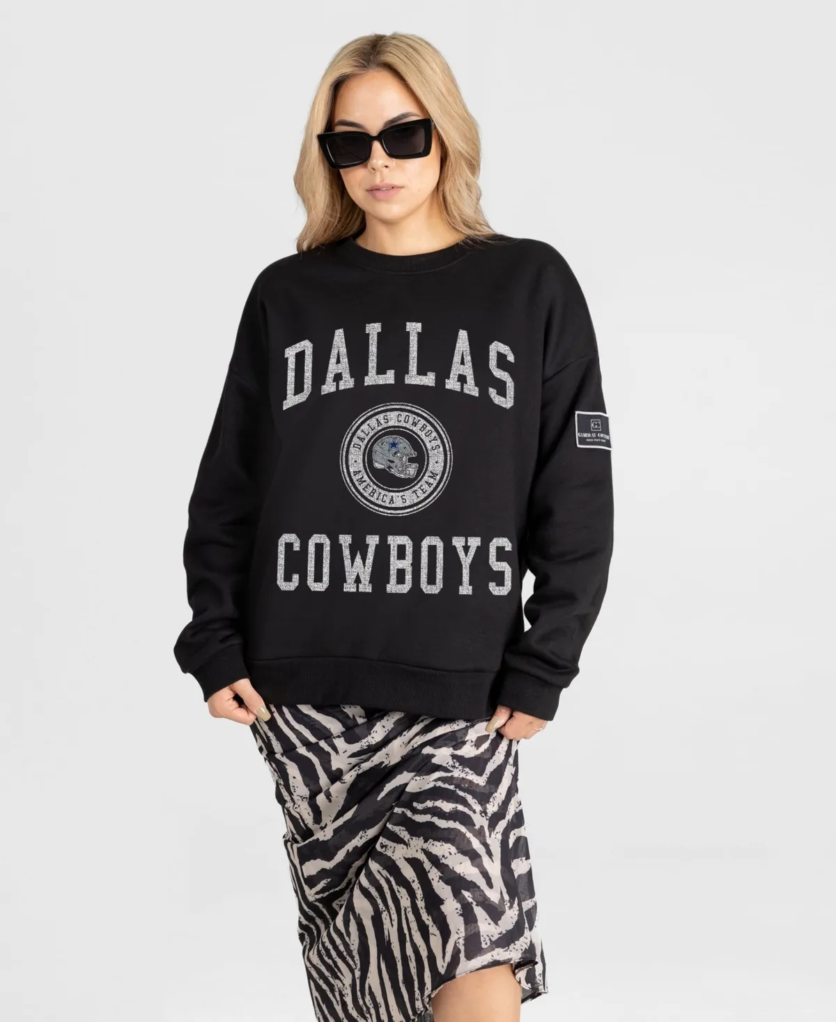 Dallas Cowboys Fierce Flow Black Label Premium Drop Shoulder Sweatshirt
