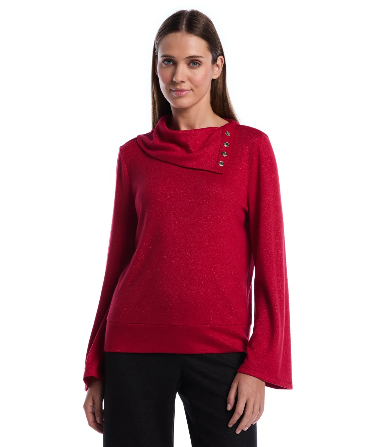 Long-Sleeve Cowl Neck Blouse by Rafaella