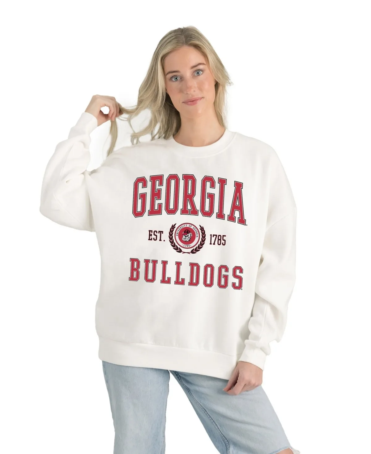 Georgia Bulldogs Premium Fleece Drop Shoulder Oversized Pullover Sweatshirt