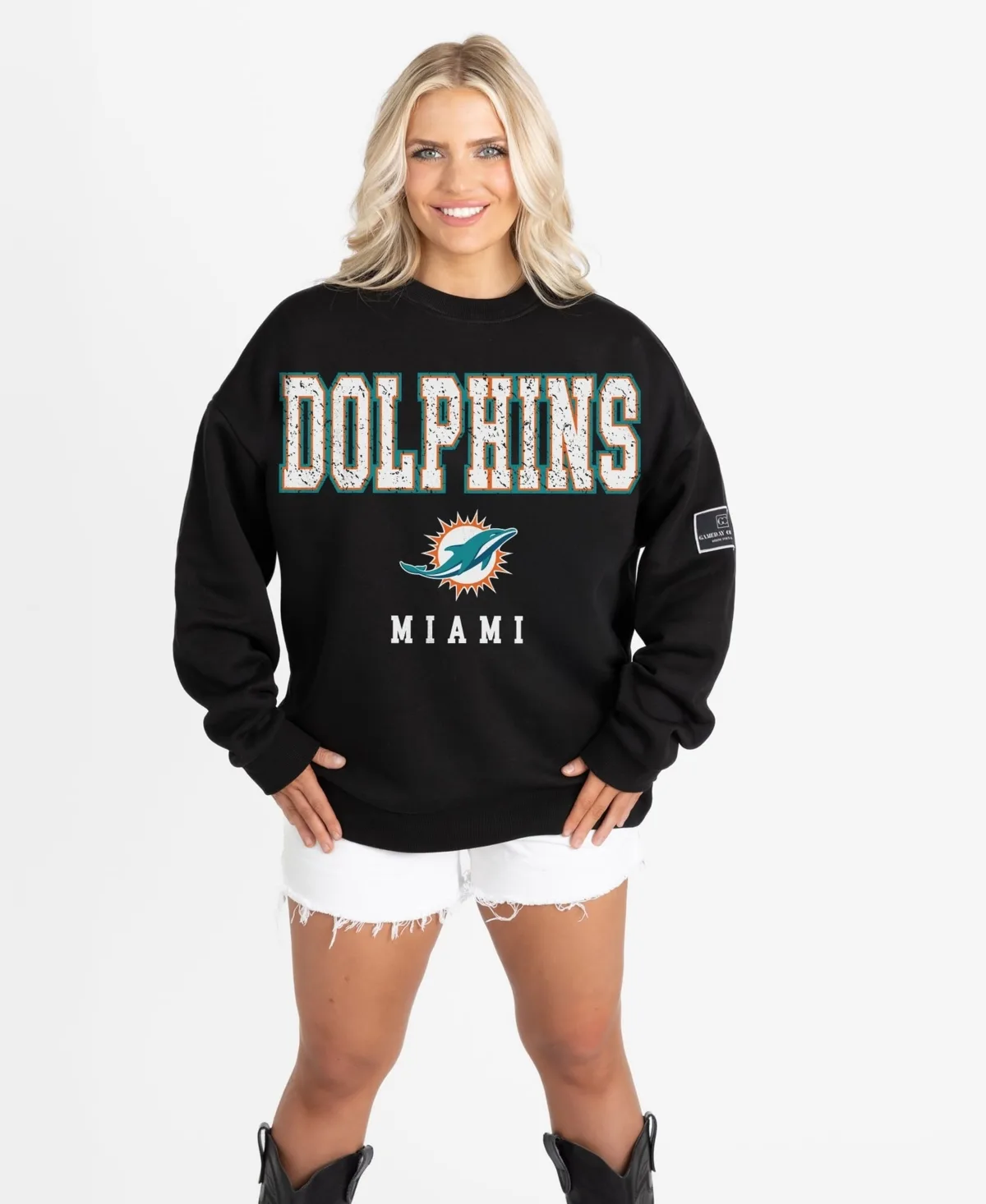 Miami Dolphins Oversized Level Up Black Label Premium Fleece Sweatshirt