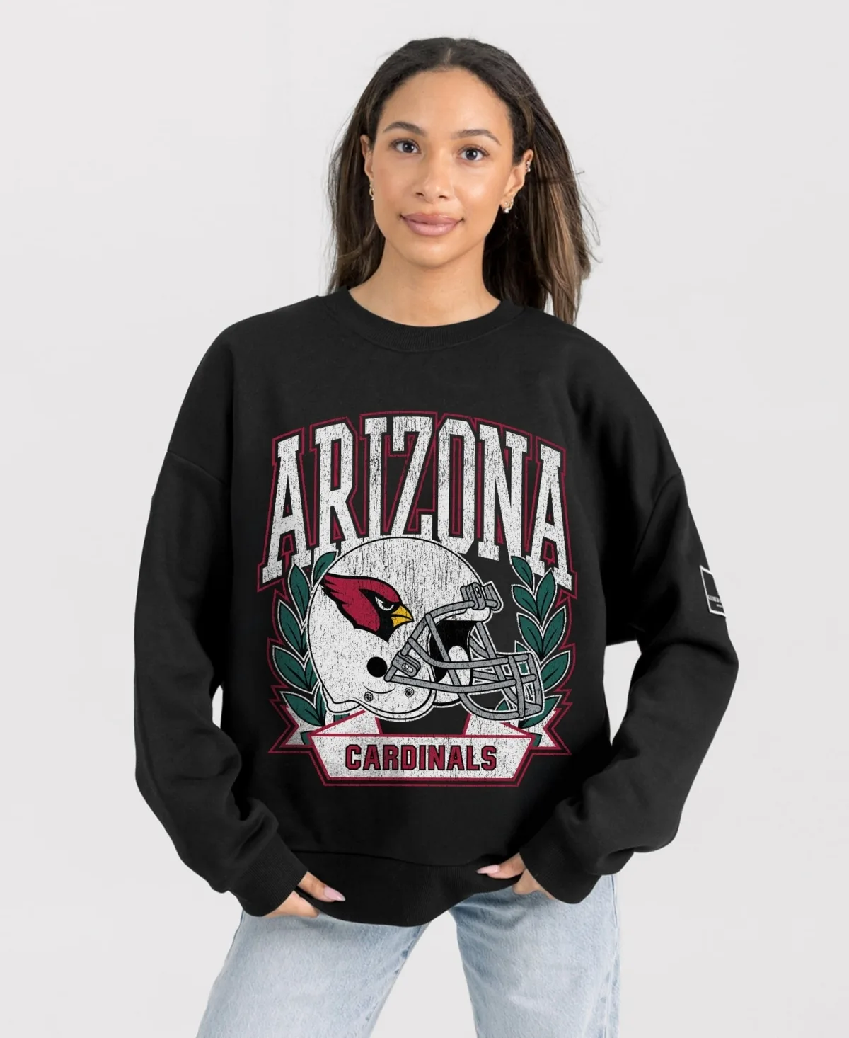 Arizona Cardinals Oversized Victory Lane Black Label Premium Fleece Sweatshirt by Gameday Couture