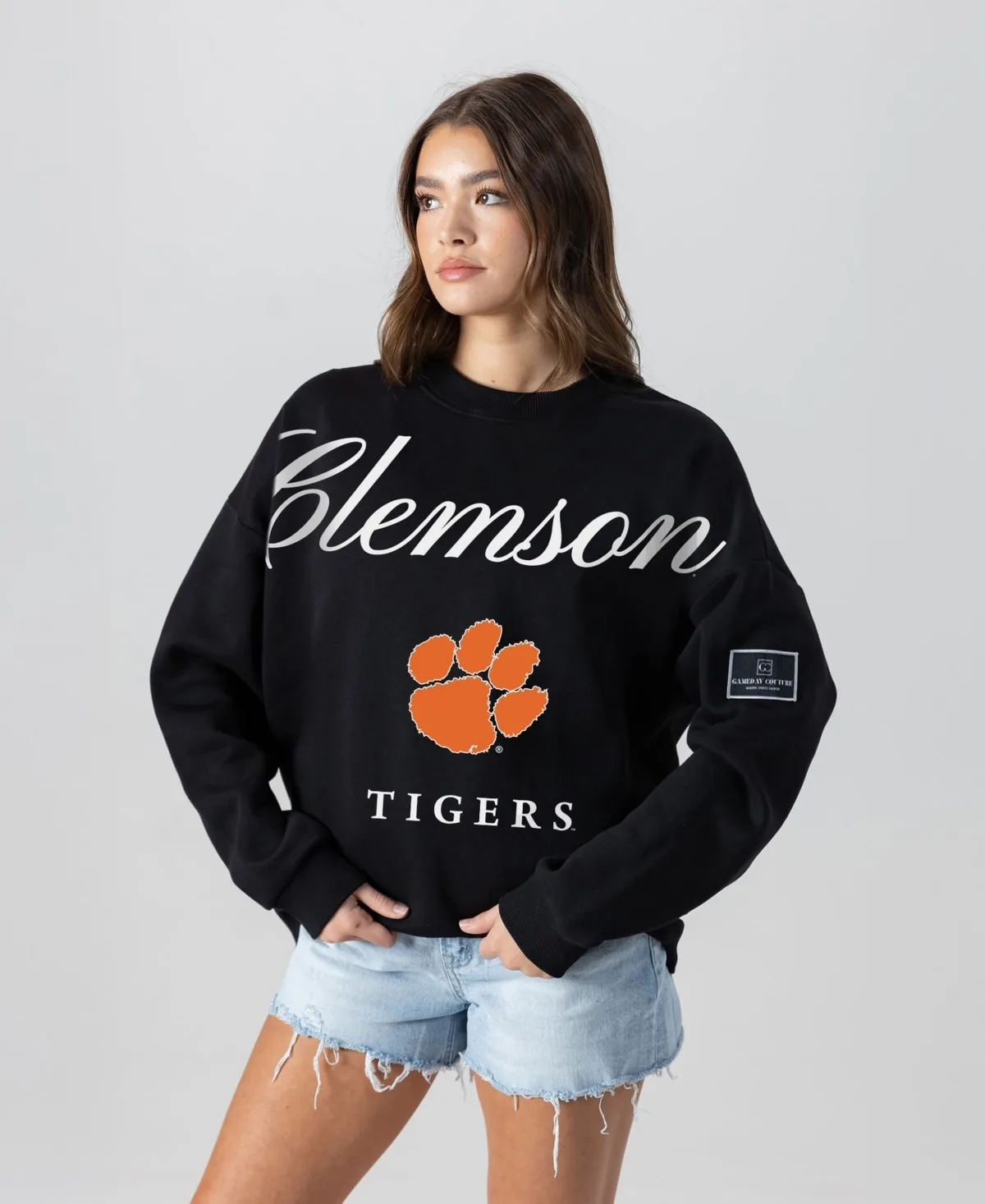 Clemson Tigers Oversized Legacy Club Black Label Premium Fleece Sweatshirt