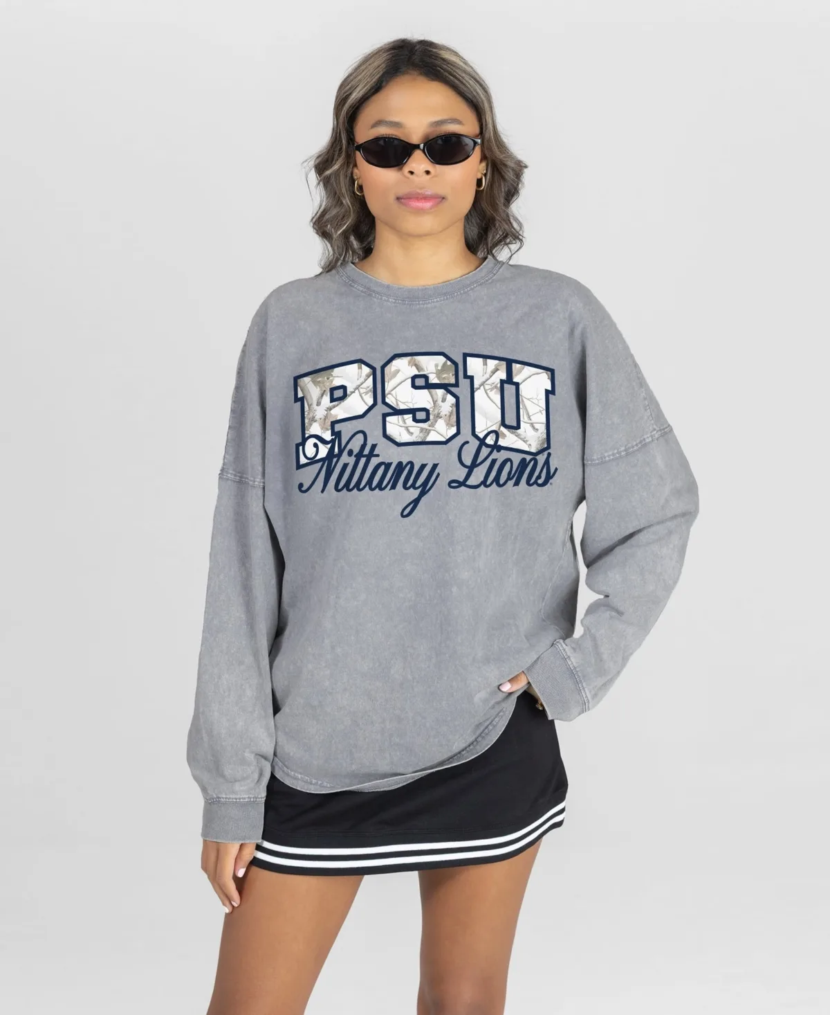 Penn State Nittany Lions Snow Wash Oversized Long-Sleeve T-Shirt