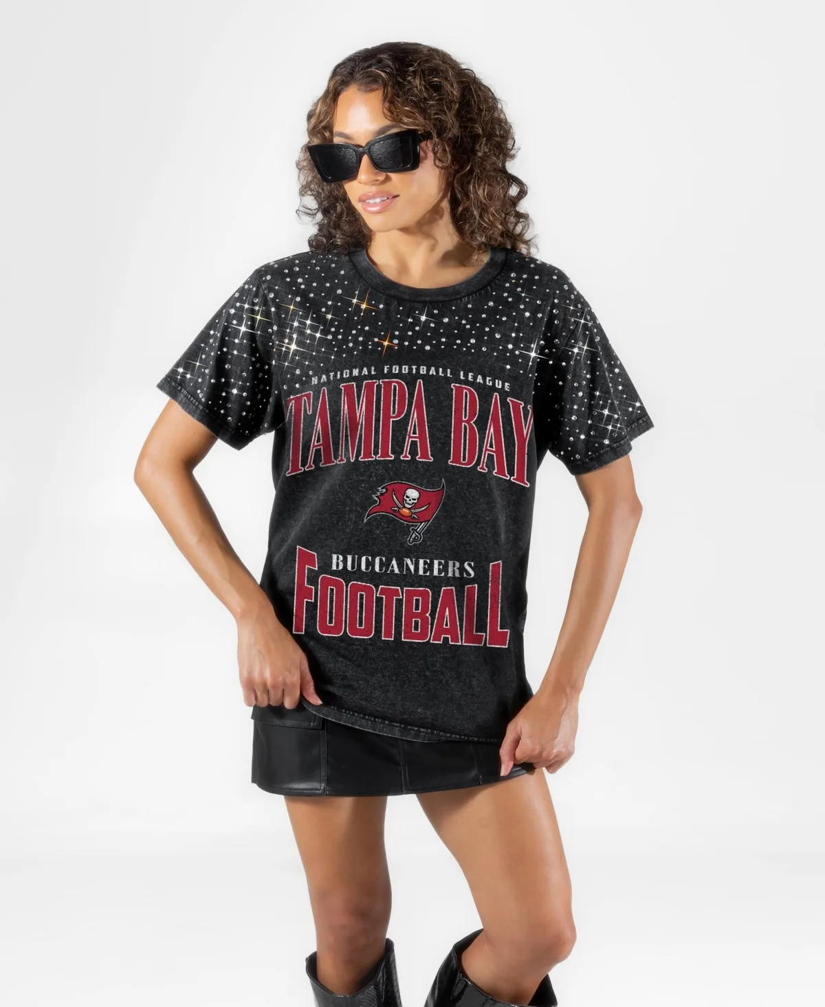 Tampa Bay Buccaneers in the Zone Washed Micro Rhinestone T-Shirt