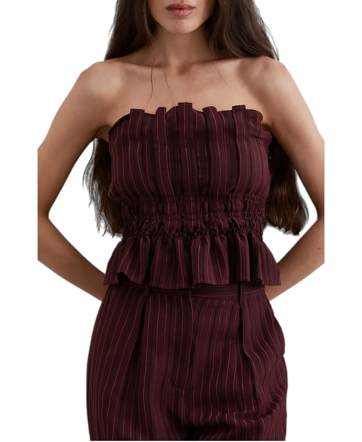 Strapless Ruched Crop Top by Scalpers