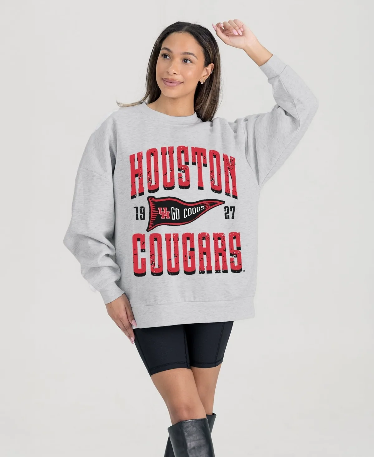 Houston Cougars Oversized Pennant Pride Premium Fleece Sweatshirt by Gameday Couture