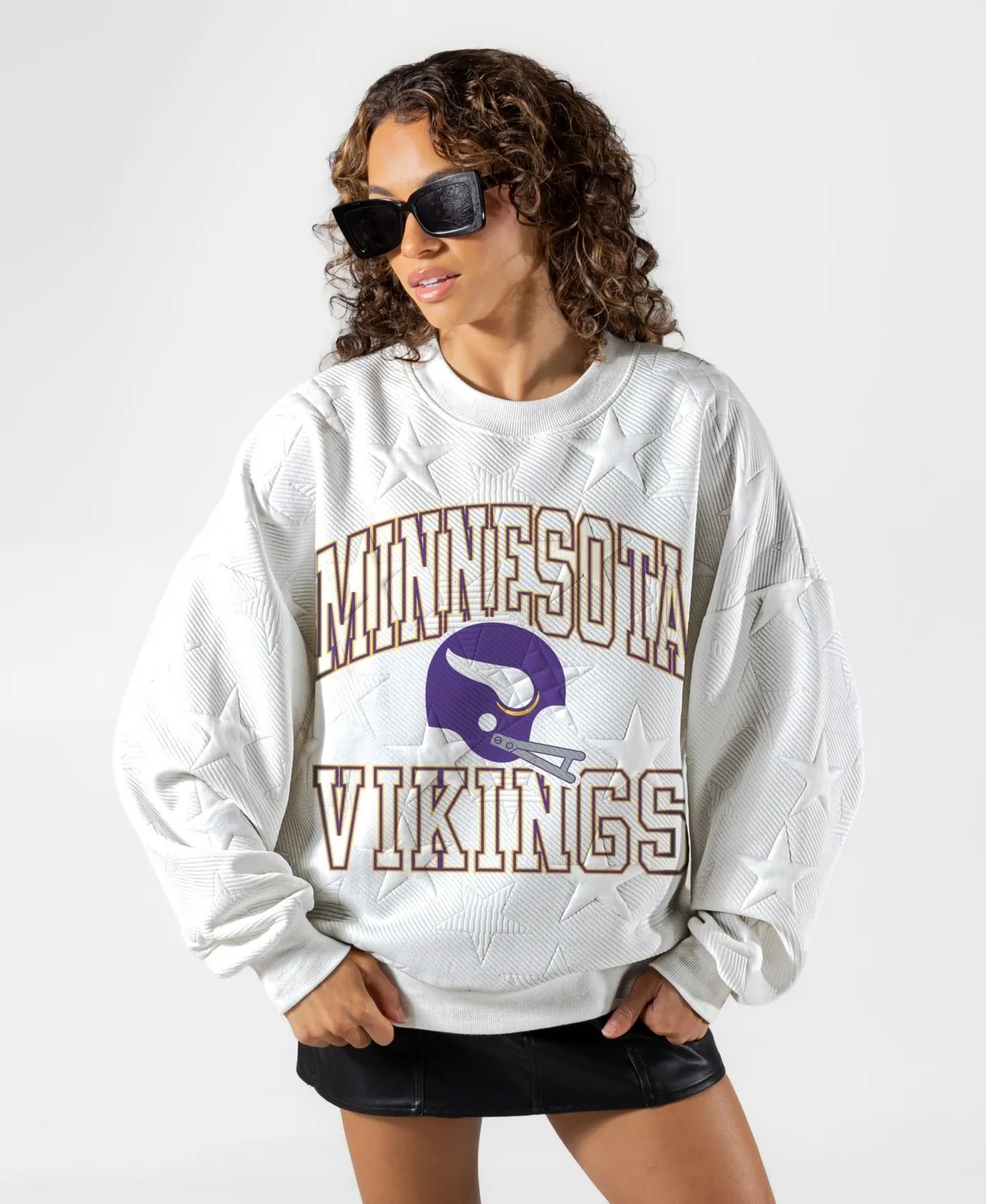 Minnesota Vikings Big Play Energy Tonal Star Embossed Sweatshirt