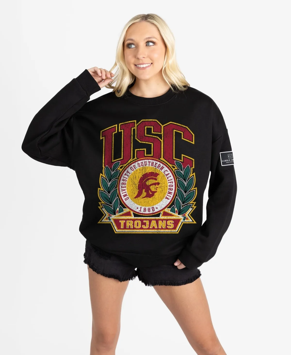 Usc Trojans Oversized Victory Lane Black Label Premium Fleece Sweatshirt