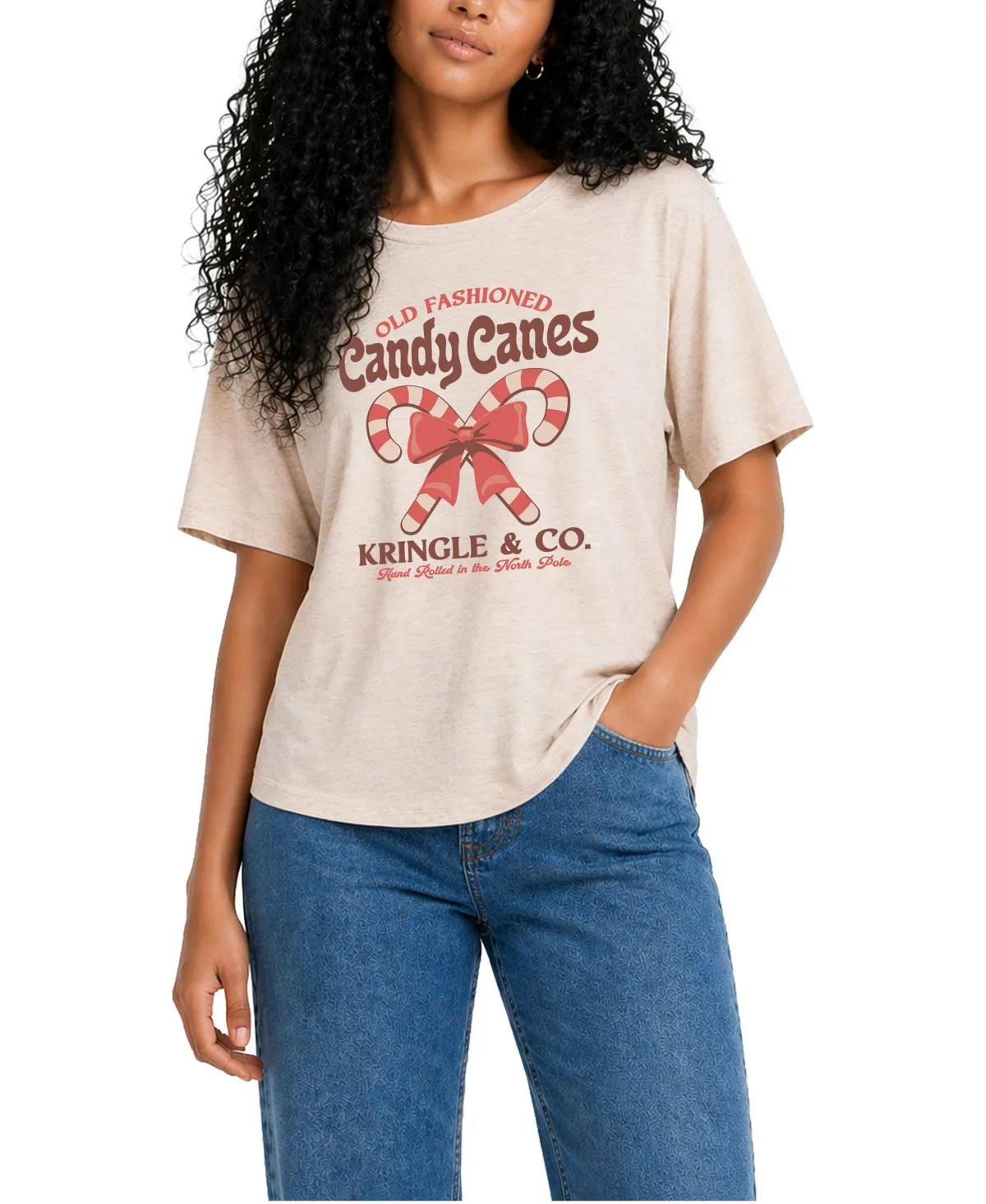Candy Canes Graphic Relaxed-Fit Crewneck T-Shirt