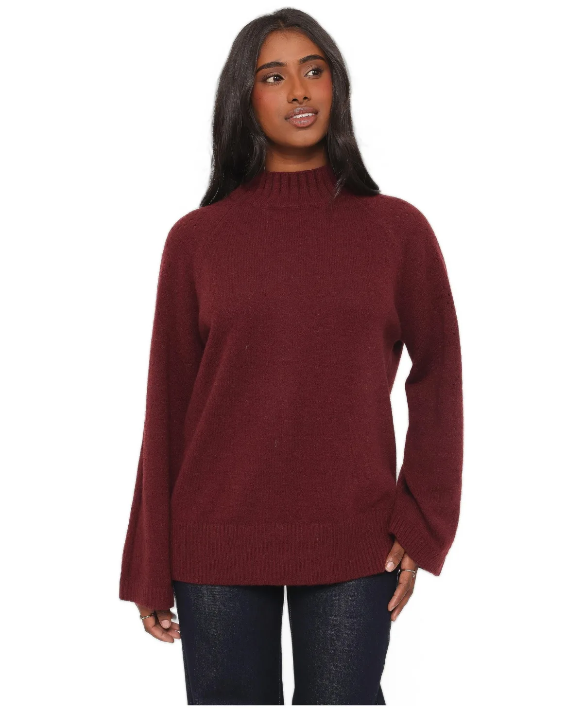 Gillian Mock Neck Pointelle Oversized Sweater by Petal and Pup