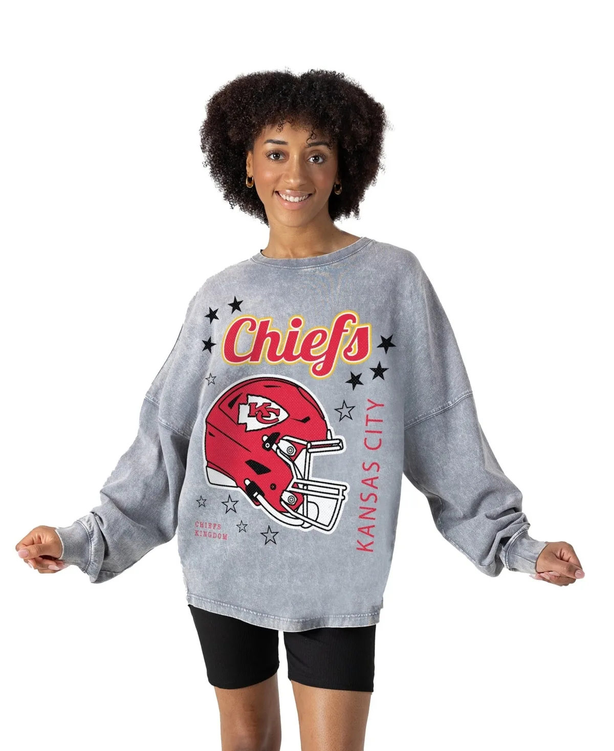 Kansas City Chiefs Starbound Oversized Snow Wash Long-Sleeve T-Shirt