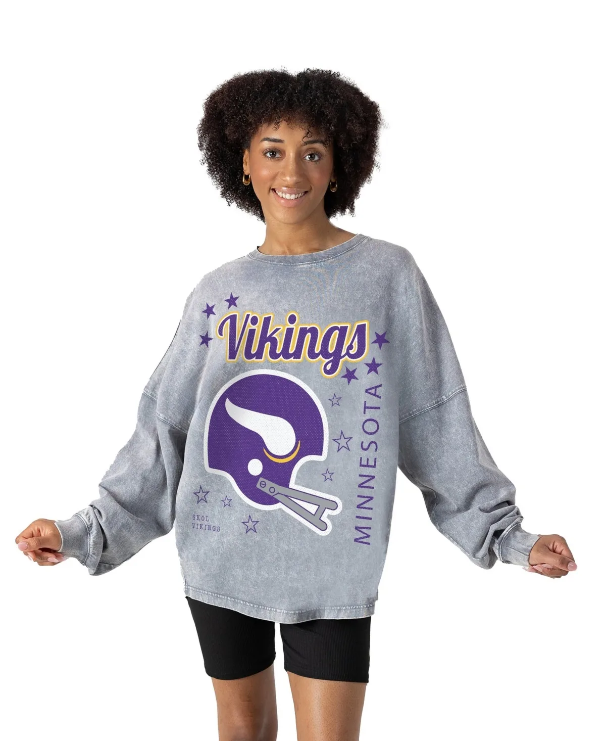 Minnesota Vikings Starbound Oversized Snow Wash Long-Sleeve T-Shirt