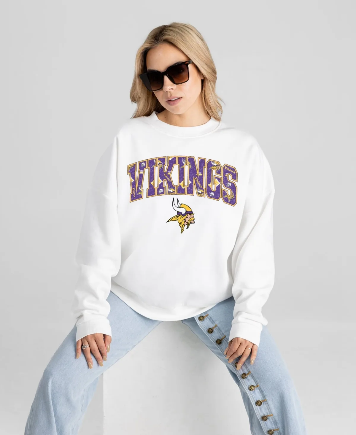 Minnesota Vikings Sweet Play Oversized Premium Drop Shoulder Sweatshirt