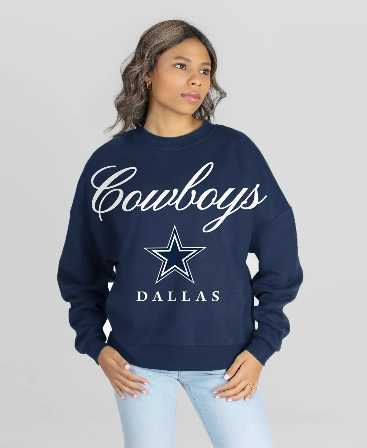 Dallas Cowboys Legacy Club Premium Fleece Drop Shoulder Oversized Sweatshirt by Gameday Couture