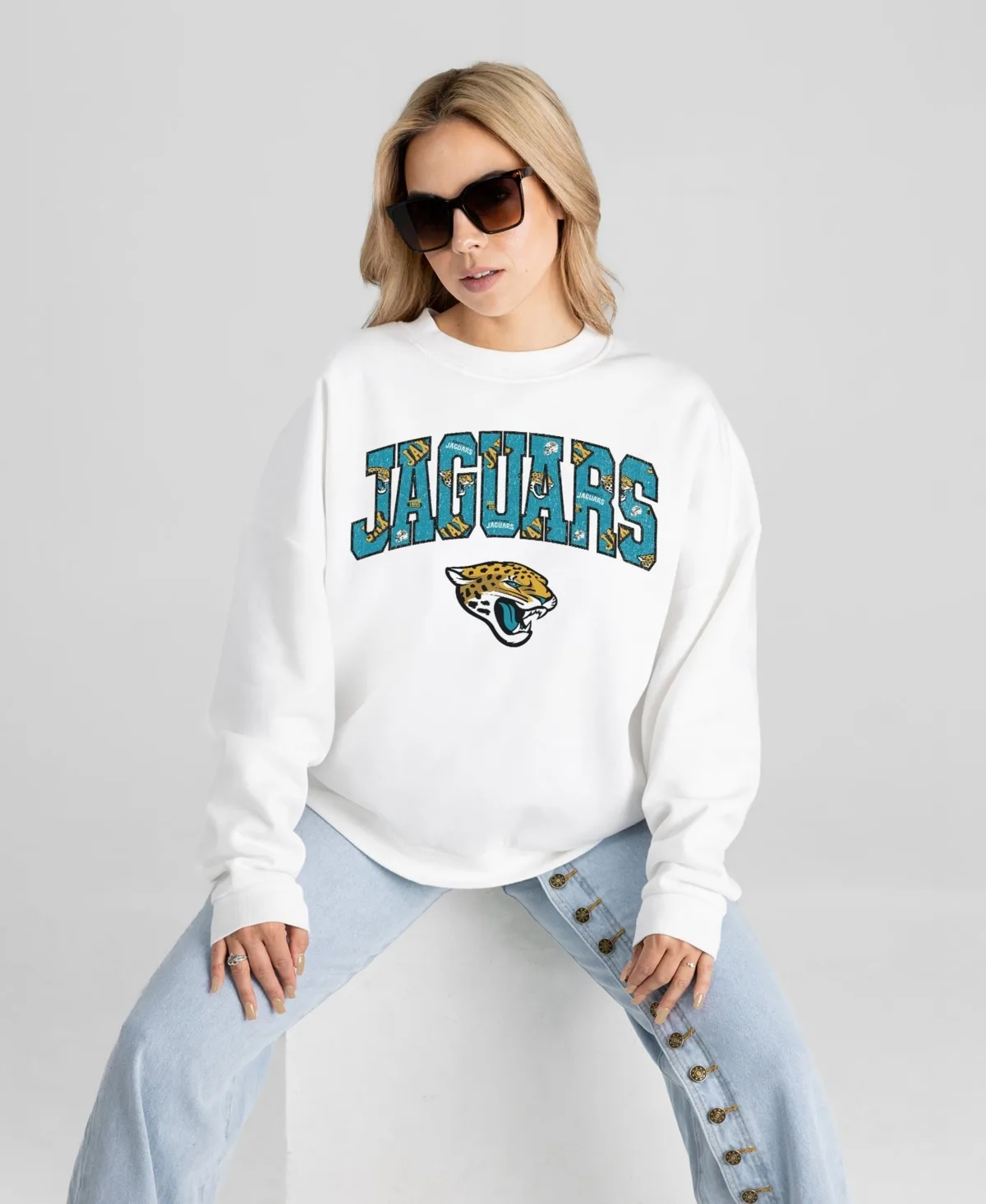 Jacksonville Jaguars Sweet Play Oversized Premium Drop Shoulder Sweatshirt