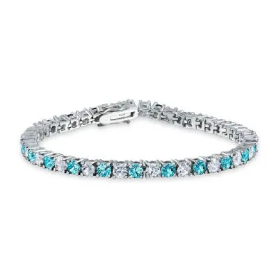 Alternating Yellow 12ctw Cz Round Prong Set Tennis Bracelet Silver Plated by Bling Jewelry