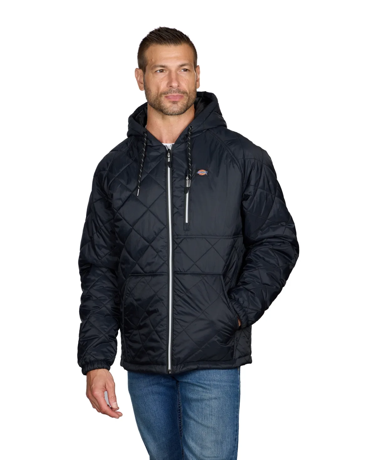 Diamond-Quilted Packable Hooded Jacket