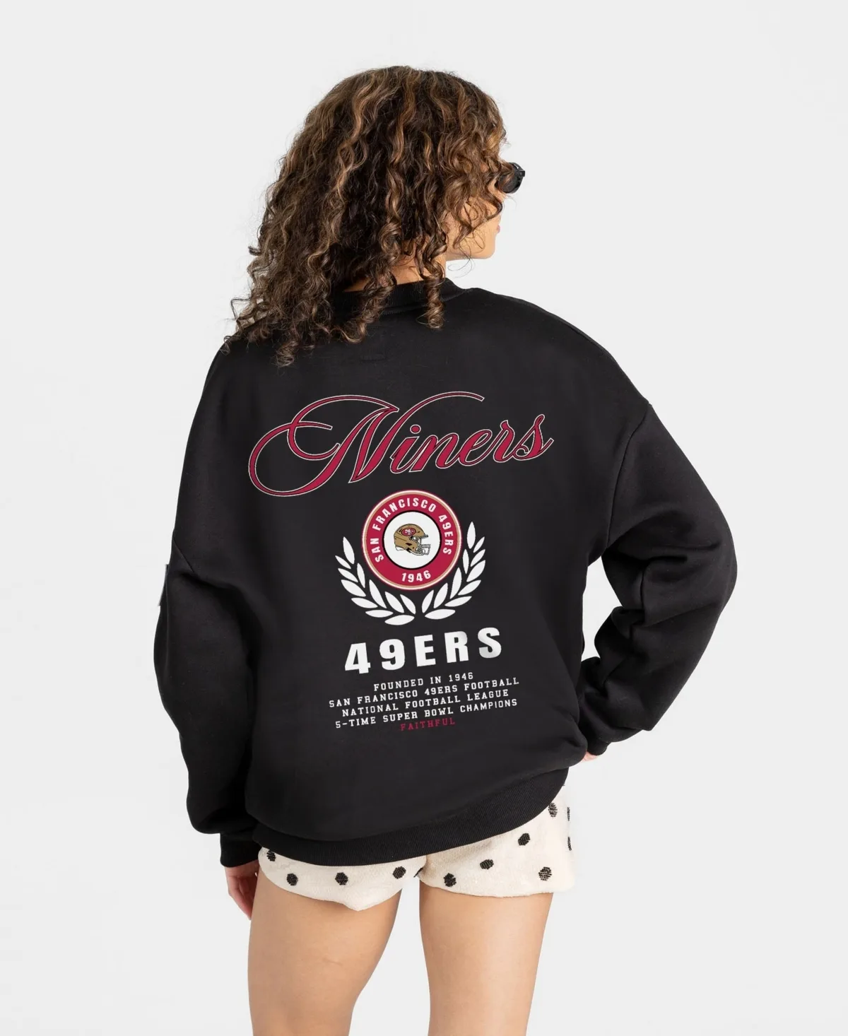 San Francisco 49ers Classic Charm Black Label Premium Drop Shoulder Sweatshirt