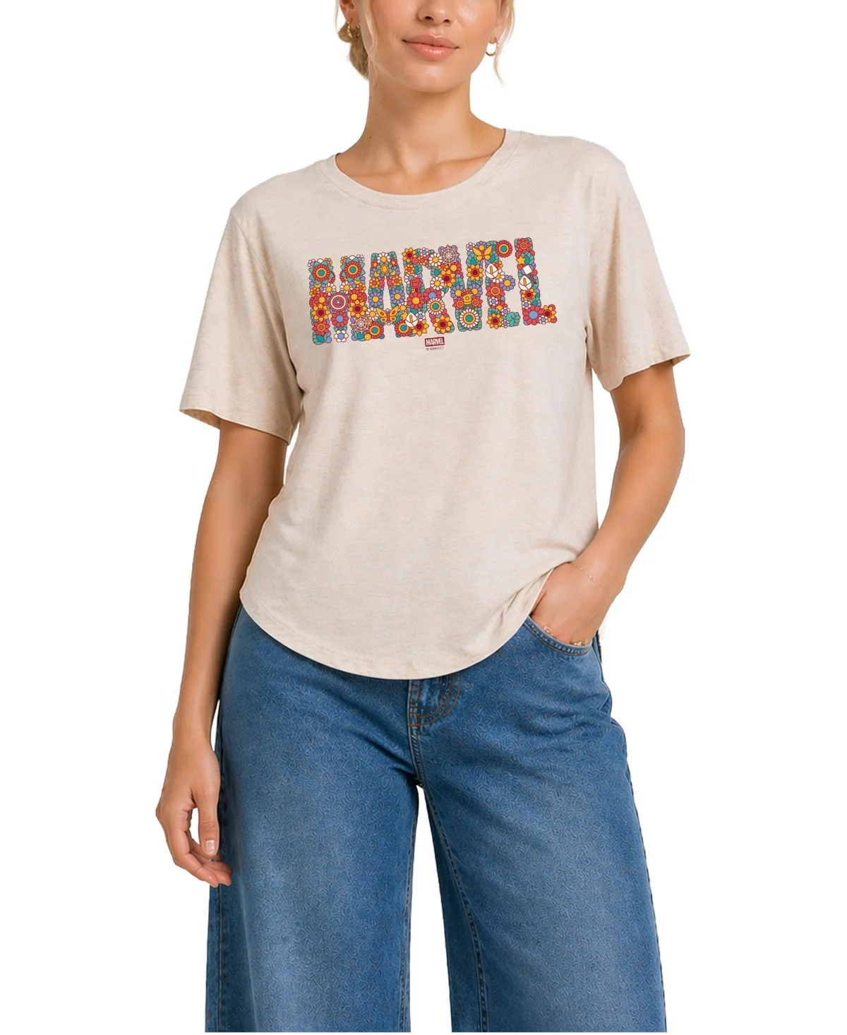 Avengers Floral Graphic Relaxed-Fit T-Shirt by Marvel