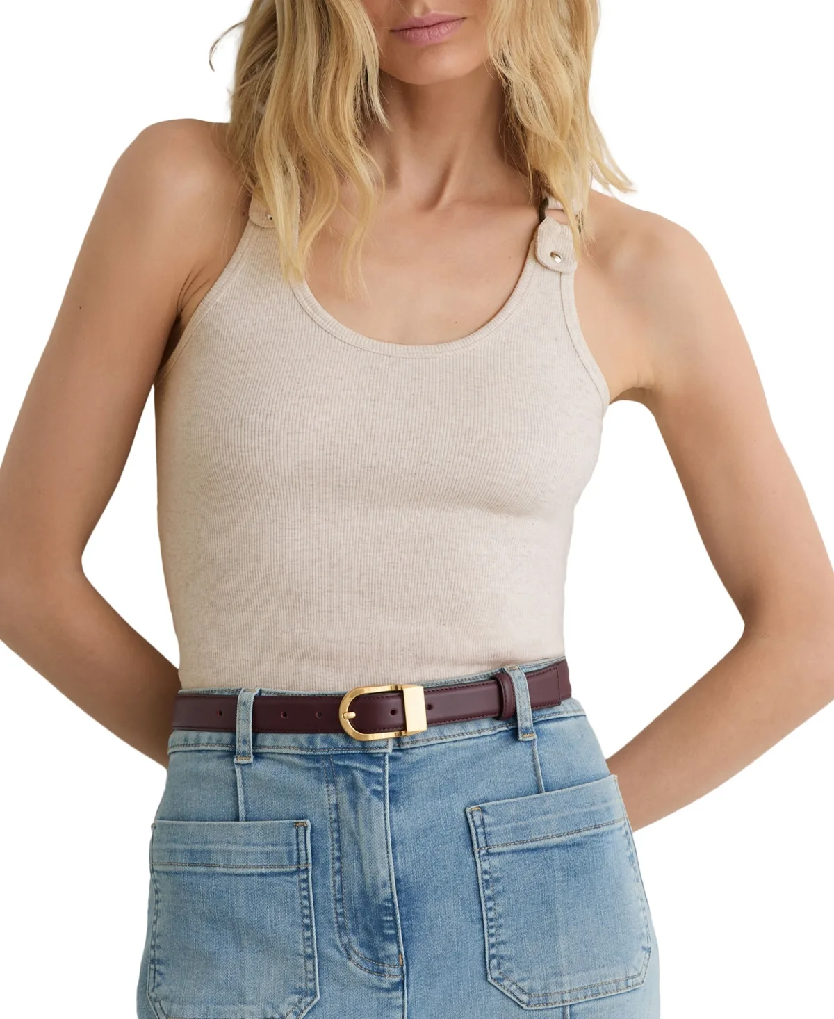 Bella Ribbed Scoop Neck Tank Top by Reiss