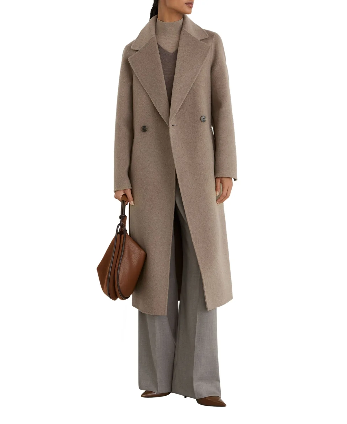 Lucia Double-Breasted Wool-Blend Wrap Coat by Reiss