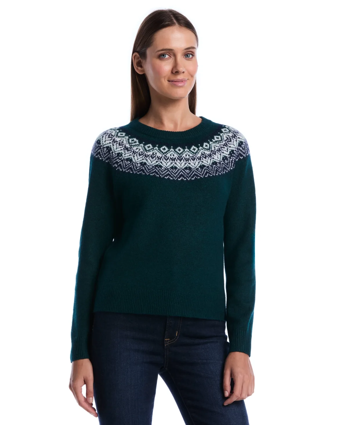Fair Isle Crewneck Long-Sleeve Sweater