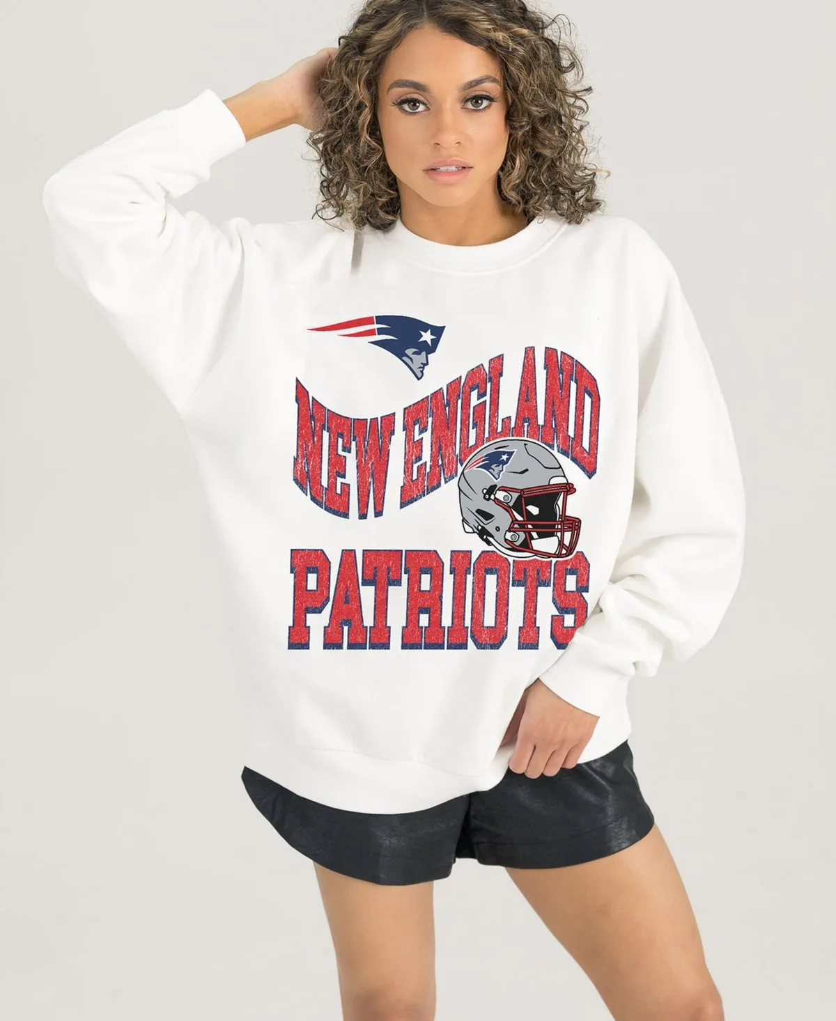 New England Patriots Oversized Hard Earned Premium Fleece Pullover Sweatshirt