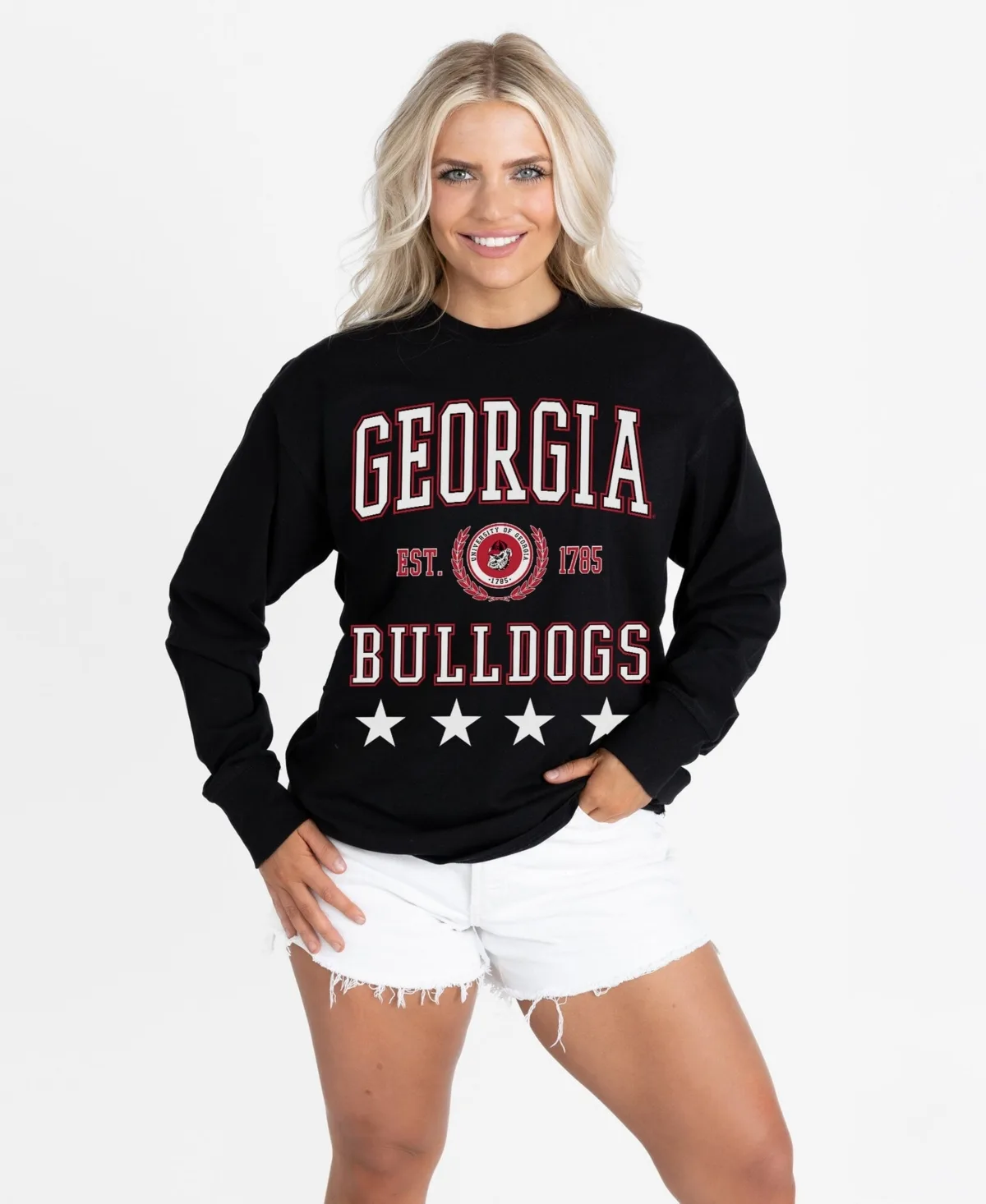 Georgia Bulldogs Oversized Everyday Star Long-Sleeve T-Shirt
