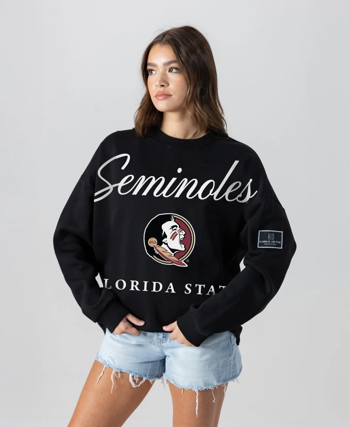 Florida State Seminoles Oversized Legacy Club Black Label Premium Fleece Sweatshirt