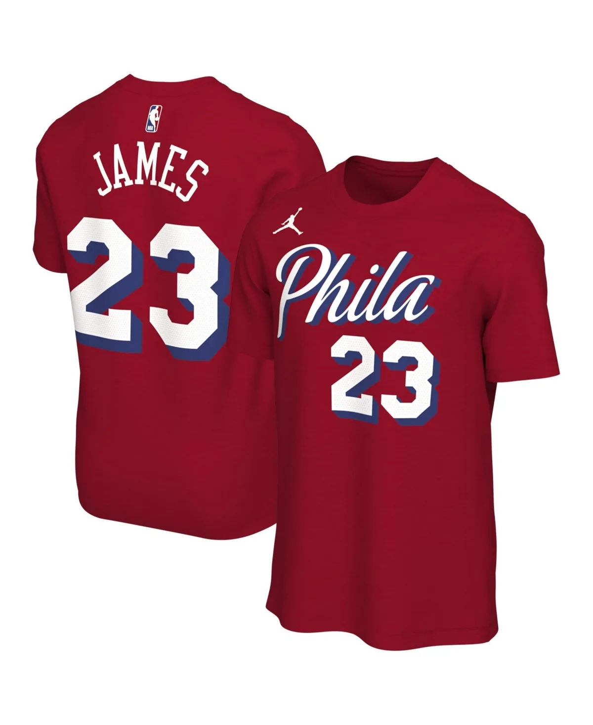 LeBron James Philadelphia 76ers Statement Edition Name & Number T-Shirt by Jordan