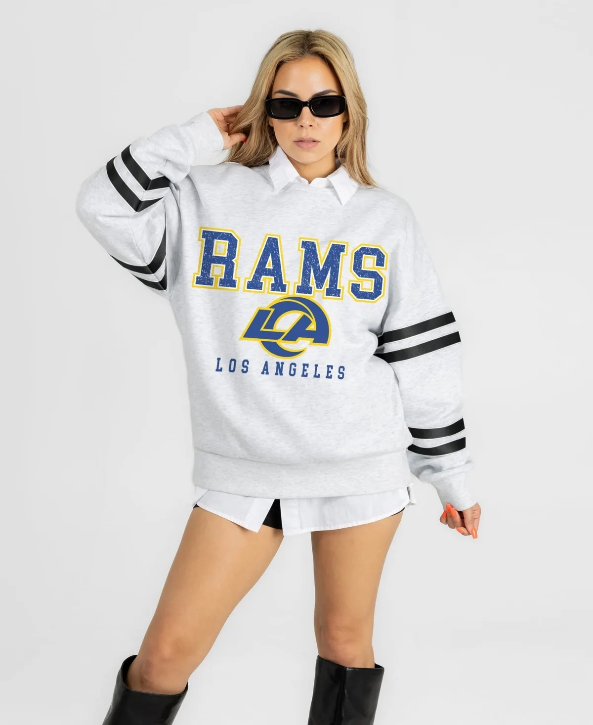 Los Angeles Rams Stadium Stripes Oversized Fleece Sweatshirt