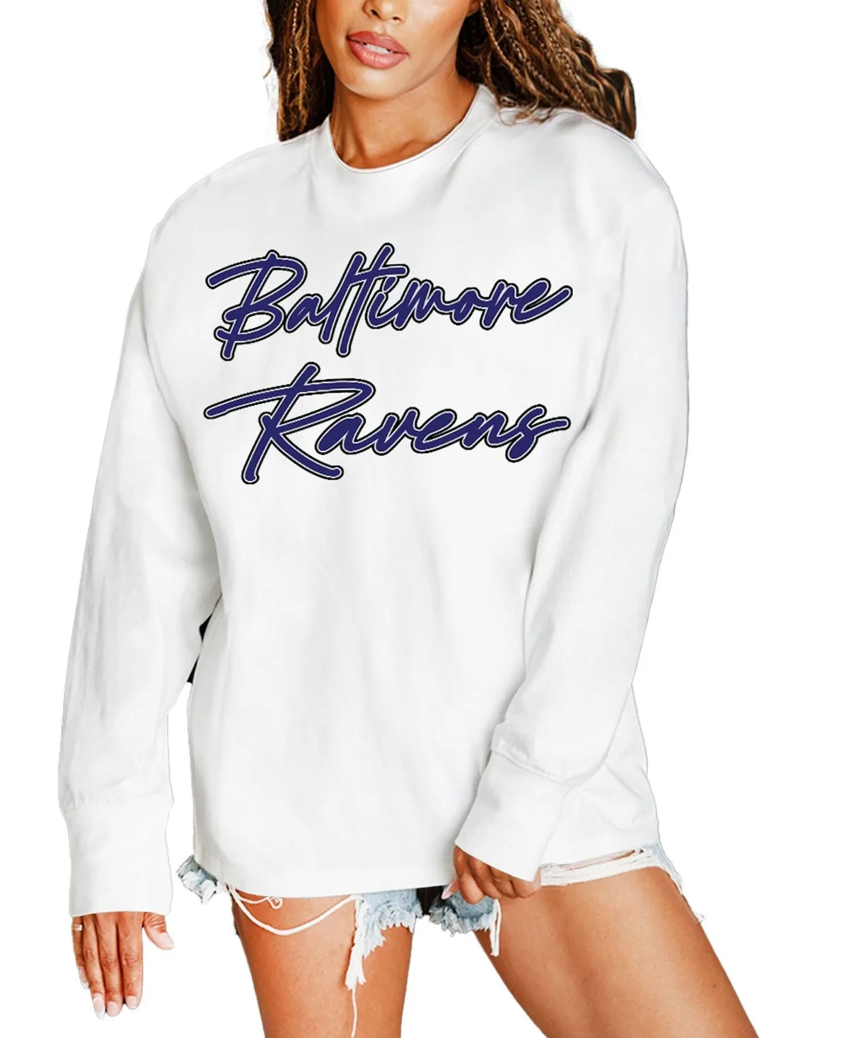 Baltimore Ravens Classic Comeback Oversized Long-Sleeve T-Shirt