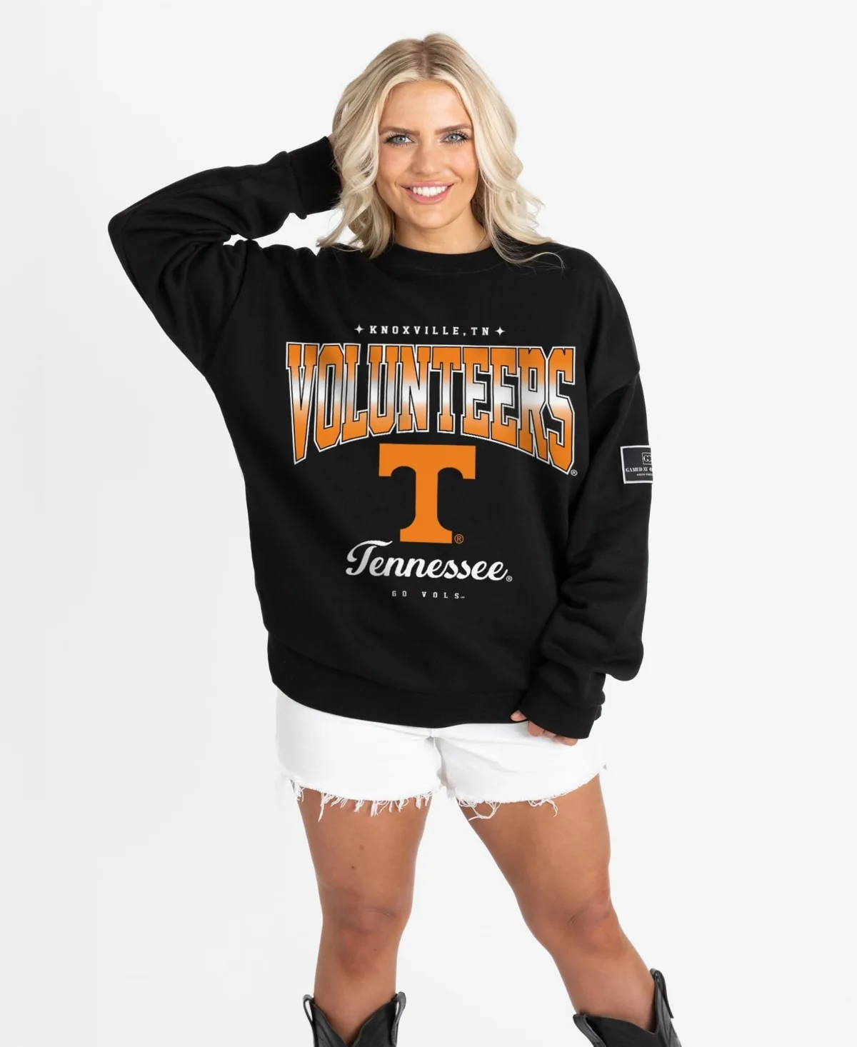 Tennessee Volunteers Oversized Powerhouse Play Black Label Premium Fleece Sweatshirt