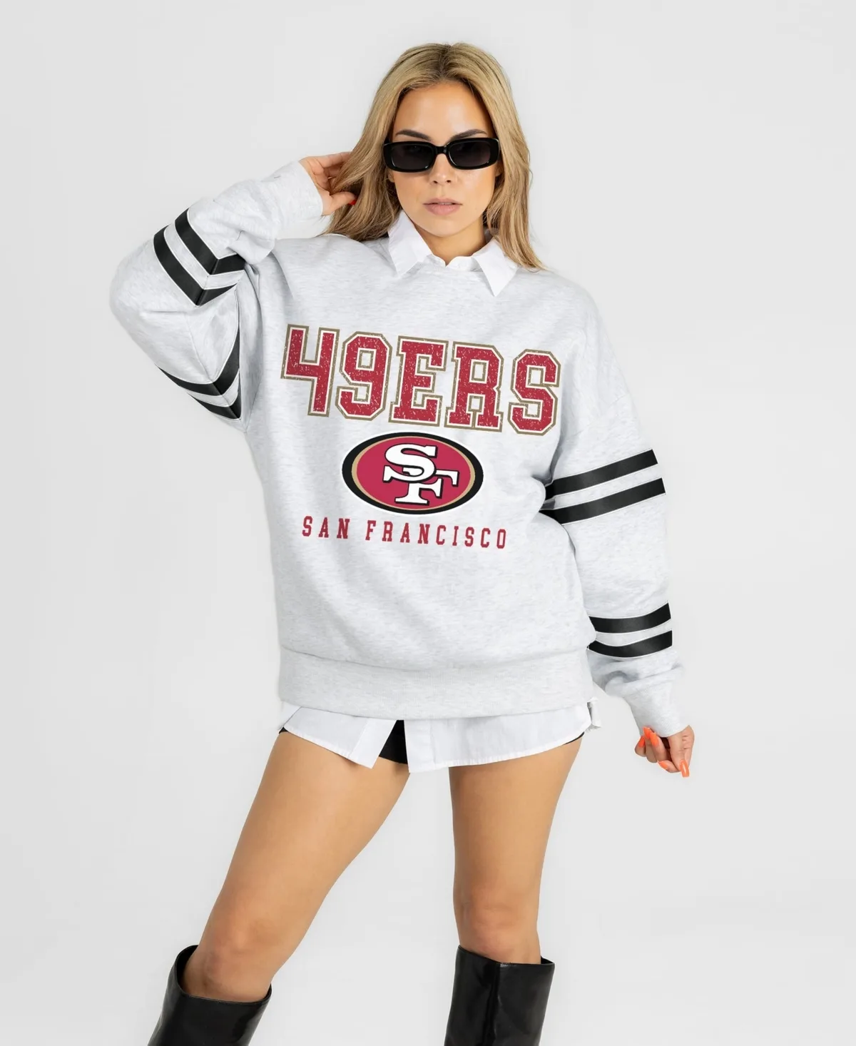 San Francisco 49ers Stadium Stripes Oversized Fleece Sweatshirt